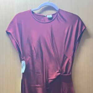 NWT* Aritzia Wilfred Nicolette Satin Dress | Dark Ruby Red, M